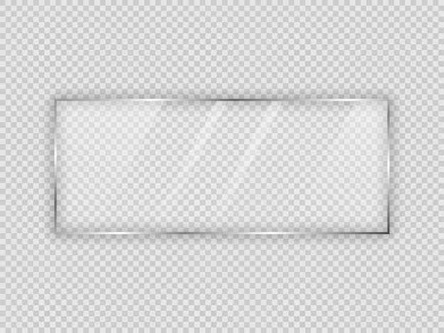 Vector glass plate in rectangle frame isolated on transparent background vector illustration