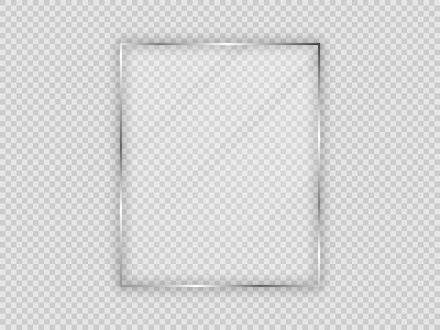 Glass plate in vertical frame isolated on transparent background. Vector illustration.