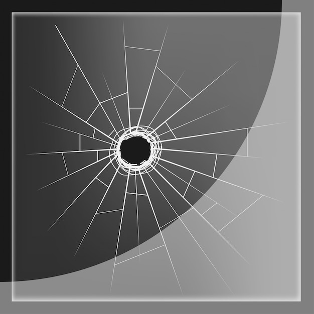 Vector glass plate with bullet hole