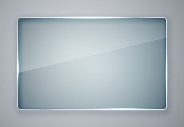 Glass plates set. Glass banners on transparent background. Flat glass.