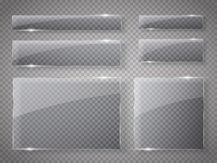 Vector glass plates set.  glass banners on transparent.