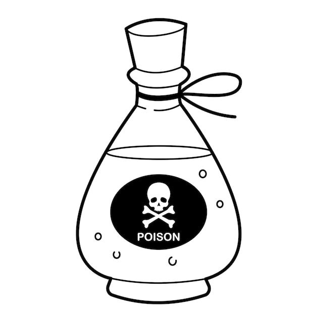 Glass Poison Bottle on White Background Outline vector illustration design element