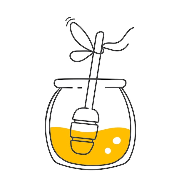 Vector a glass pot with honey and a wooden spoon