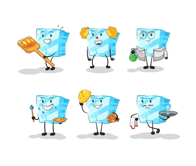 Glass profession set character cartoon mascot vector