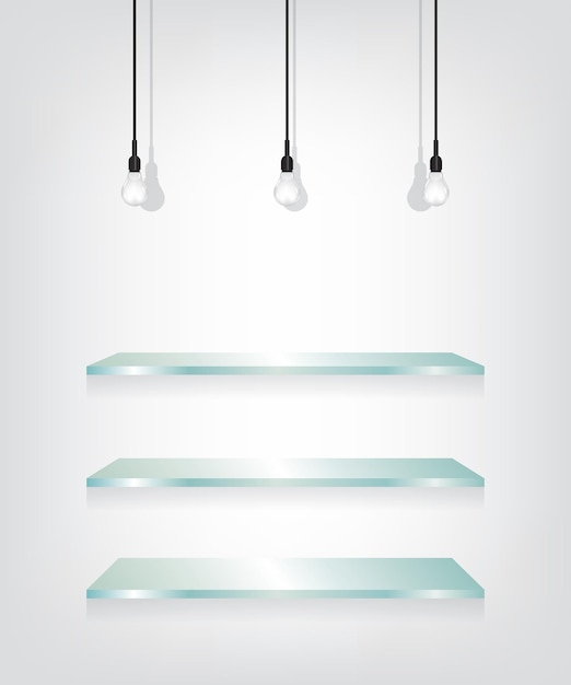 Glass shelves and bulb