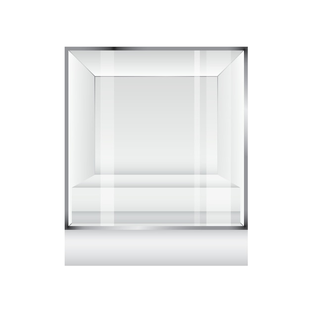 Vector glass showcase display in cube form for presentation