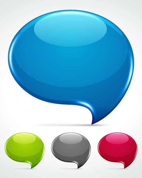 Vector glass speech bubble set