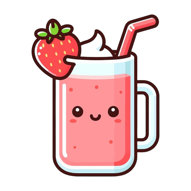 A glass of strawberry milk with a straw in it