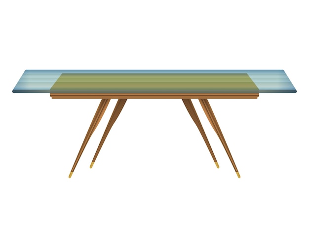 Glass tabletop wood table top view in realistic style Transparent table top Home wooden furniture