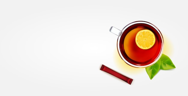 紅茶とガラスのティーカップ上面図
