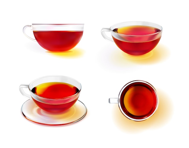 Vector glass tea cup with black tea