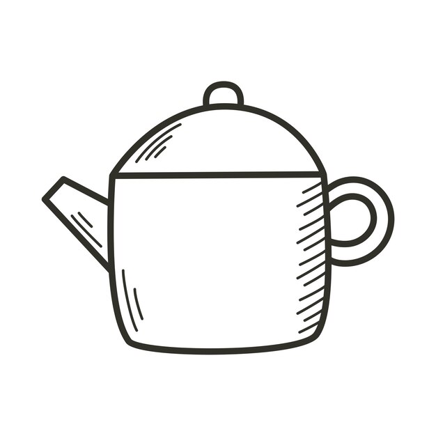 Vector glass teapot doodle sketch style clip art