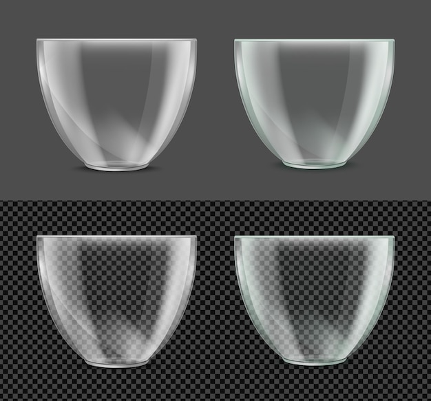 Vector glass transparent salad bowl vector realistic image