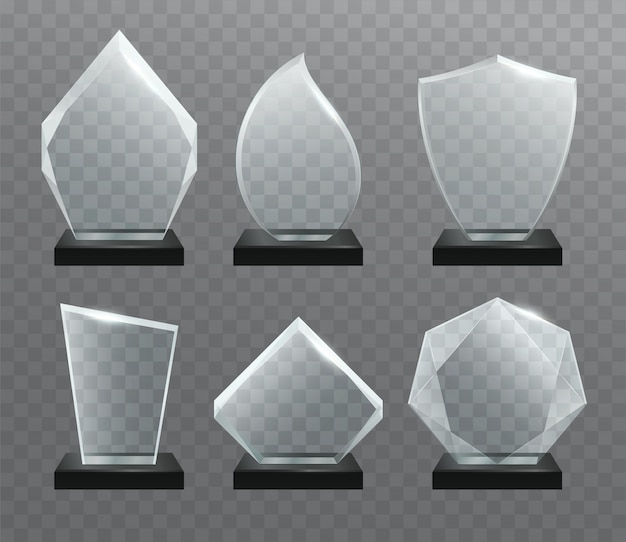 Glass transparent trophy awards