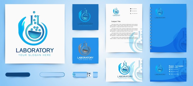 Стеклянная трубка, логотип lab care и шаблон бизнес-брендинга designs inspiration isolated on white background