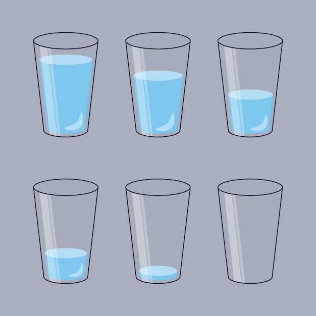 Glass of water infographic Empty and full glass of water