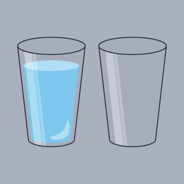 Glass of water infographic Empty and full glass of water