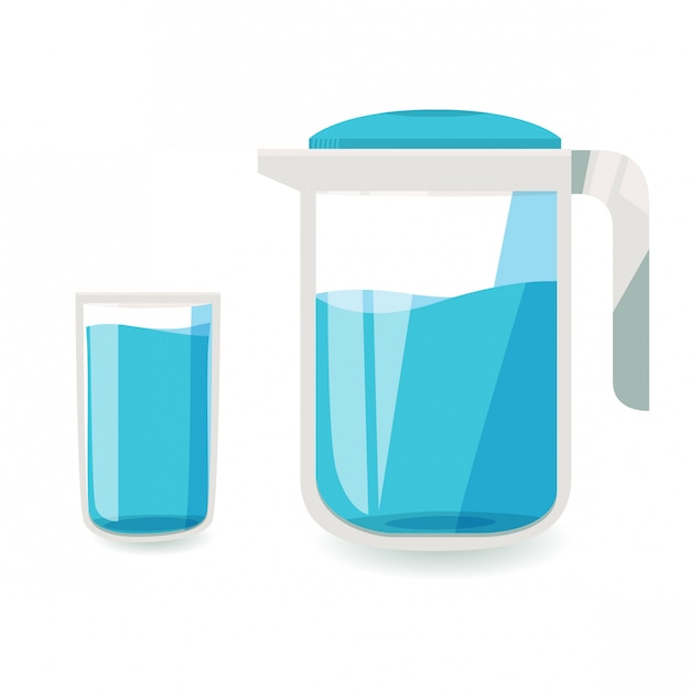 A glass of water and a  water jug