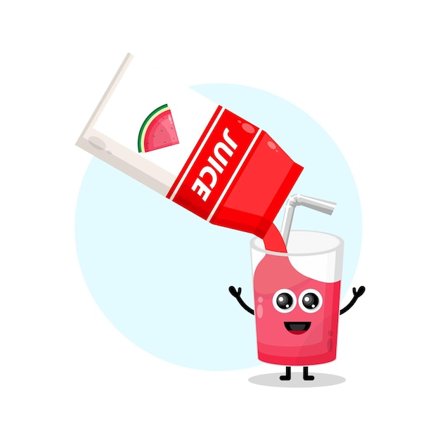 Glass watermelon juice box cute character logo