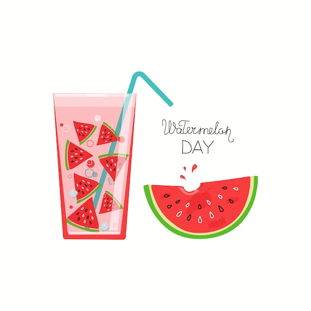 Vector glass and watermelon