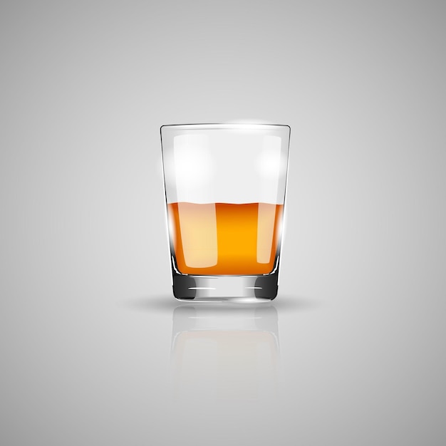 Glass of whiskey isolated photorealistic vector illustration