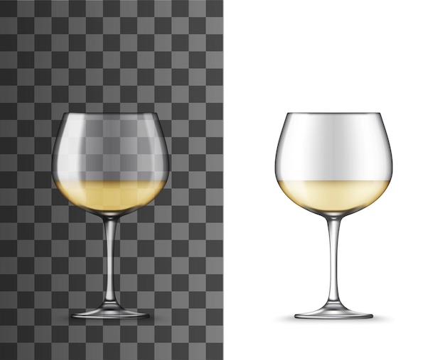 Vector glass of white wine montrachet realistic mockup