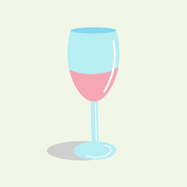 플랫 스타일의 와인 벡터가 있는 유리 와인 잔