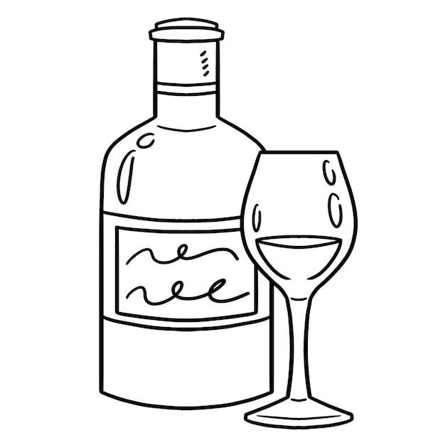 Glass Of Wine Isolated Coloring Page for Kids