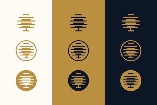유리 와인 라인 간단한 기하학적 로고 디자인