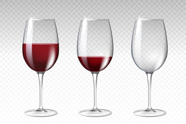 Vector glass of wine set at copy space alcoholic drinks and beverages in glasses wineglasses and crockery