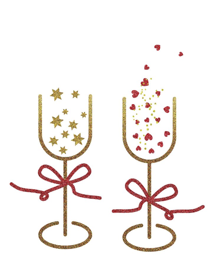 Vector glass wine star heart valentine party invitation decoration alcohol love drink