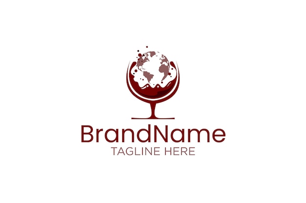 Стеклянное вино с логотипом World Logo Design Icon Template Element Vector