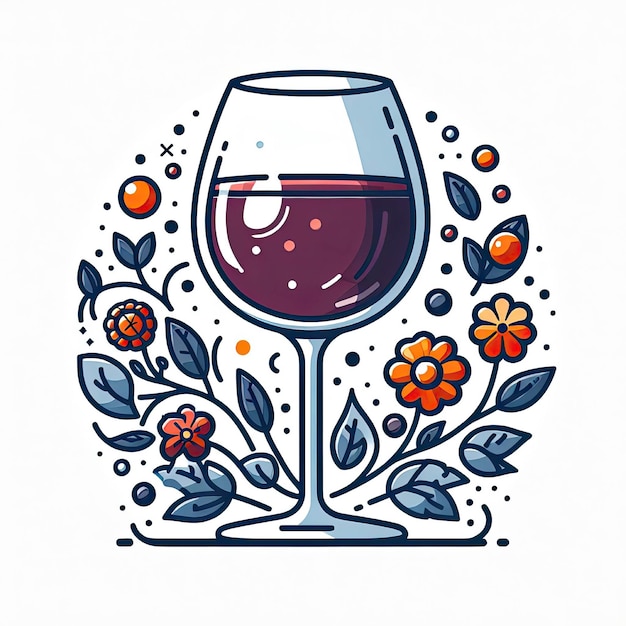 Vector glass of wine