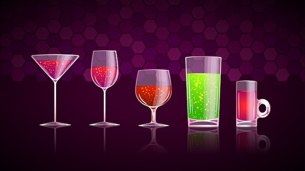 Glass with drinks set