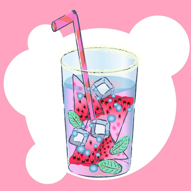 Vector glass with exotic cocktail vector illustration