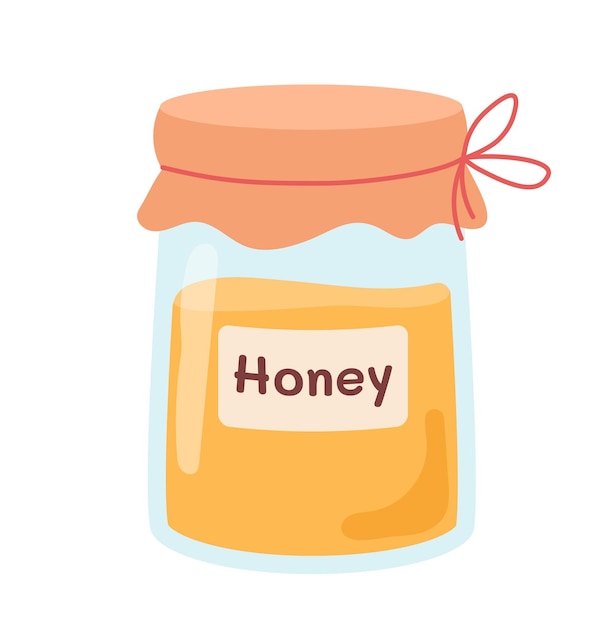 Glass with honey concept Sweet food natural and organic product Dessert and delicacy Template layout and mock up Cartoon flat vector illustration isolated on white background