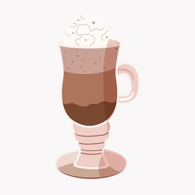 Vector glass with latte macchiato on white background vector illustration