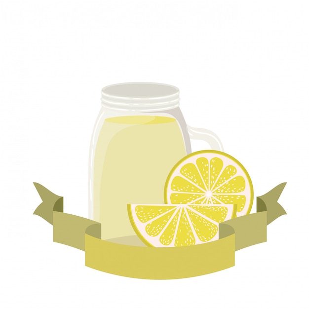 Vector glass with lemon and straw drink