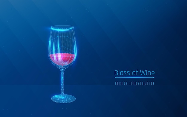 Vector glass with red wine in frame style