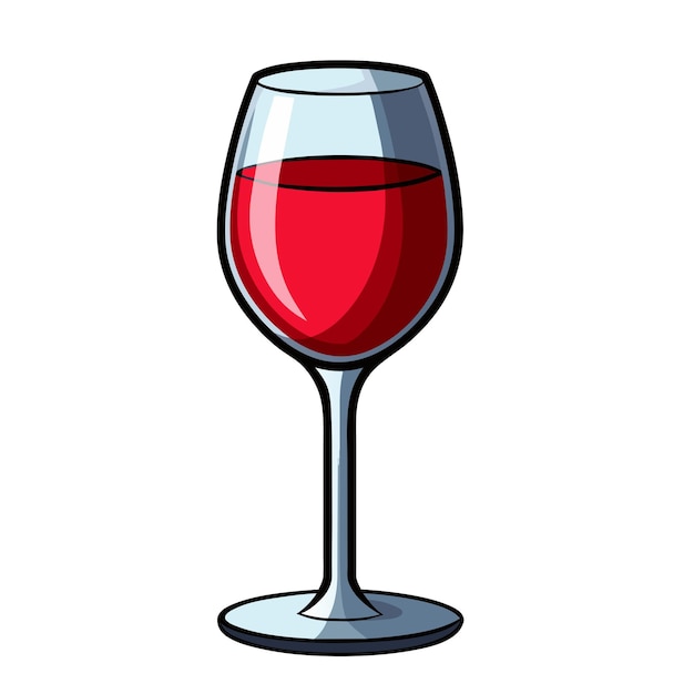 Vector glass with red wine