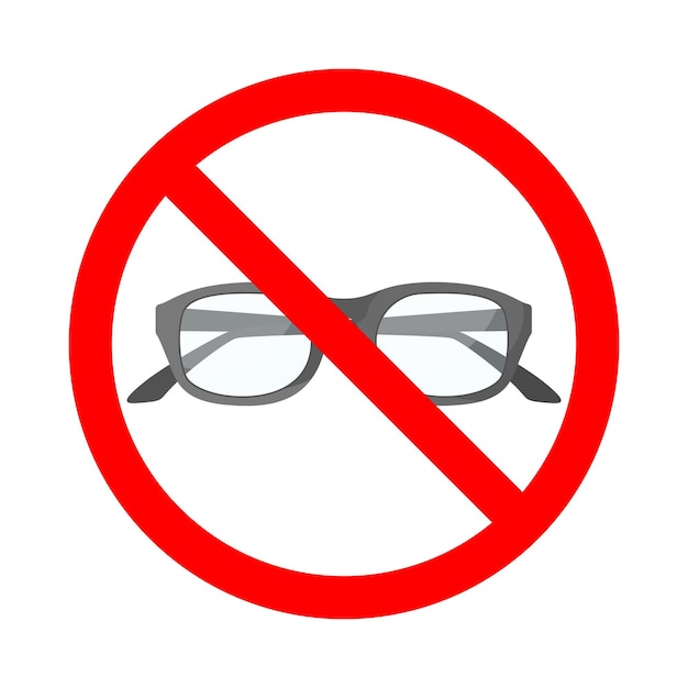 Vector glasses not allowed forbidden glasses sign