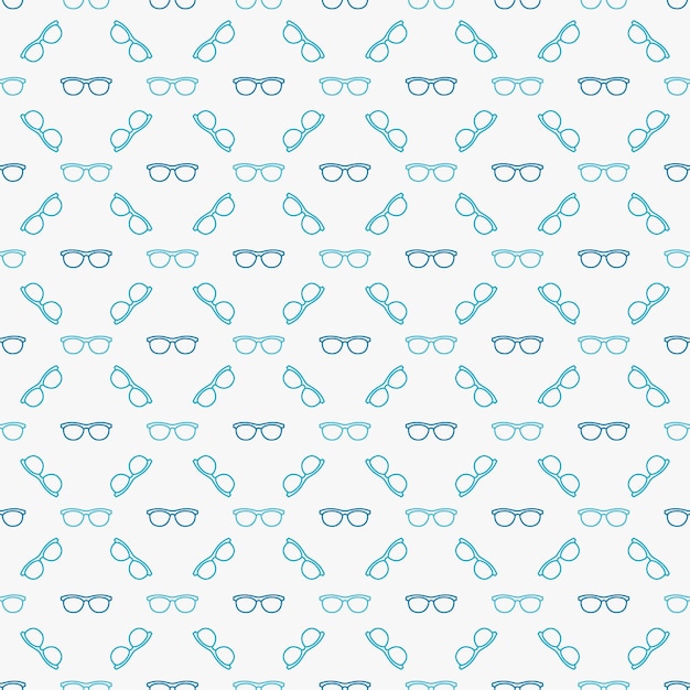 Glasses blue seamless pattern - vector background