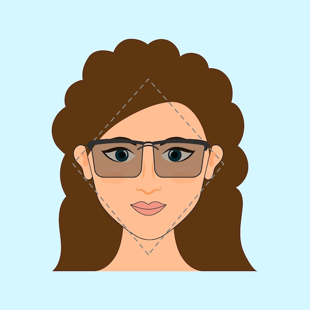 Glasses For Diamond Face Young Girl Icon On Light Blue Background