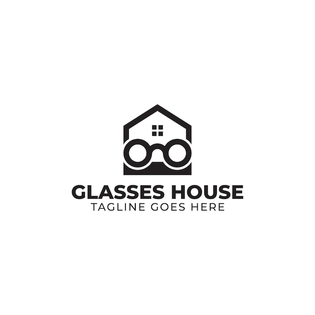 Glasses and house logo icon