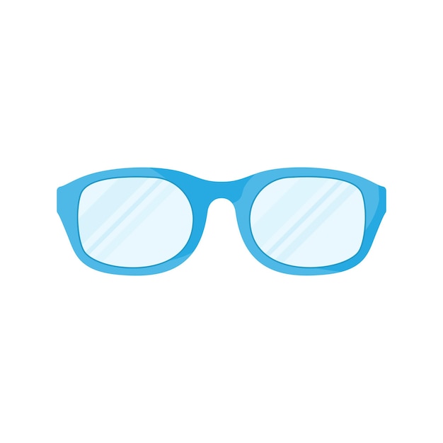 Glasses icon in flat design. Vector illustration. Blue glasses icon, isolated on white background