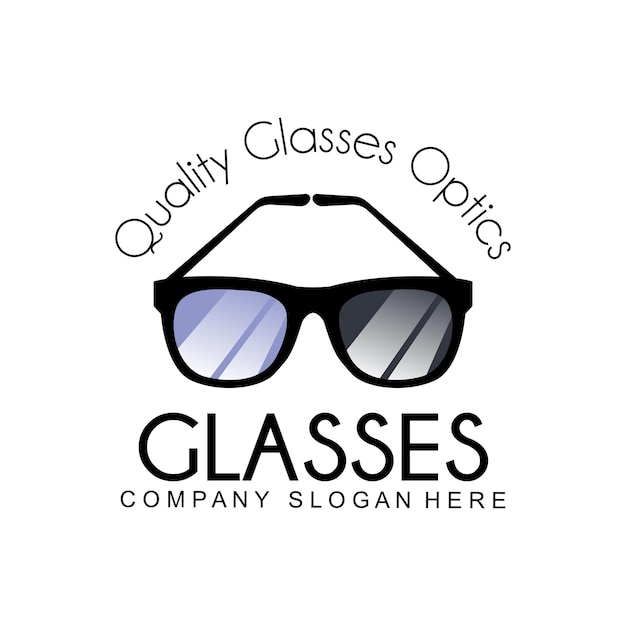 Glasses logo design vector illustration of optical tools to style and maintain eye health