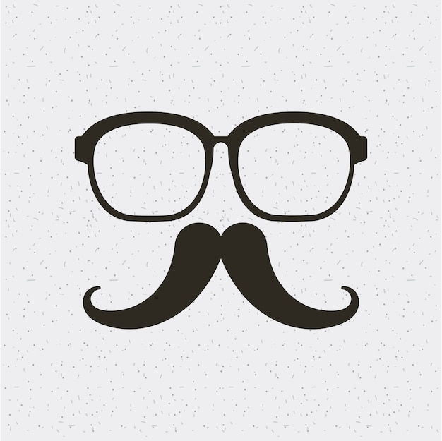 Vettore occhiali e baffi stile hipster icona isolata
