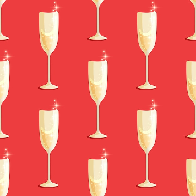 ベクトル シャンパン ベクターのシームレスなパターンのグラス。