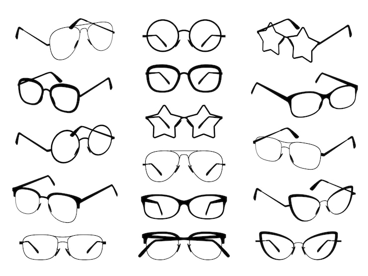 Vector glasses silhouettes