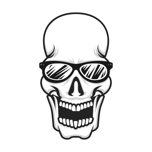 glasses skull head vector. suitable for tattoo designs, logos, t-shirts, etc.